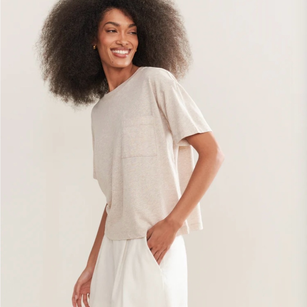 Jenni Kayne Vintage Pocket Tee in Oatmeal